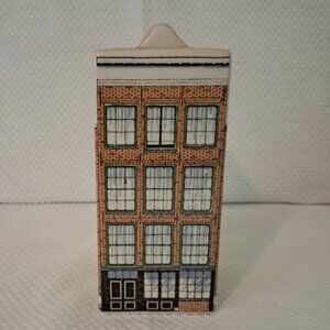 Vintage Anne Frank Haus Delft Hand Painted Polychroom Holland House 7” Tall